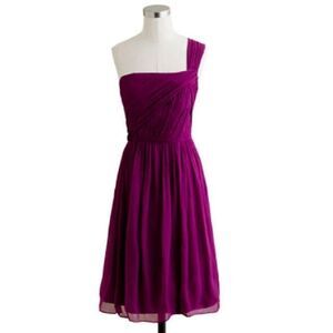 J. Crew Bridesmaid Dress Wedding Formal Size 10 M/L Magenta Purple Pink Chiffon